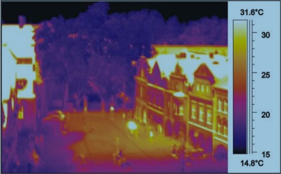 Image thermique d'une ville et un parc